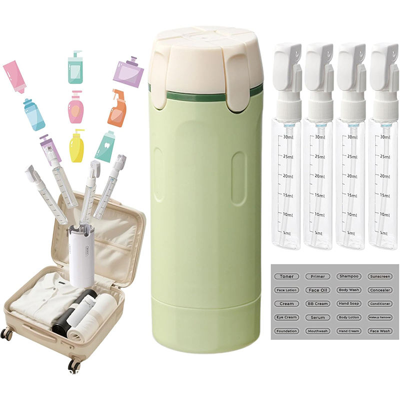 4-in-1 Refillable Plastic Travel Bottle Leak Proof Toiletry Container for Shampoo Lotion Luxury Durable